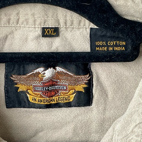 Harley Davidson Men’s Shirt 2XL Short Sleeve Button Down Distressed Shirt - Picture 3 of 4